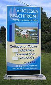 Anglesea Beachfront Family Caravan Park sign