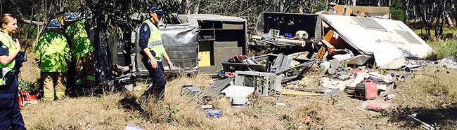 The crash site at the side of the New England Highway in Queensland