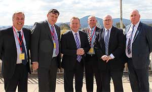 Pictured, from left, are Mr Coulson. Mr Lamont, Mr Billson, Mr Lindsay, Brett Whiteley (MP for Braddon, Tasmania)