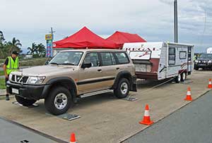 A rig undergoes a few checks at the Queensland Transport and Main Roads  information session