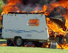 Fiery end to one family's caravan holiday