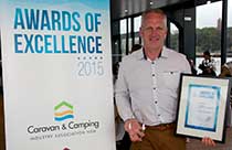 Jayco Newcastle Owner, Damian Charleson, is pictured with the latest award.