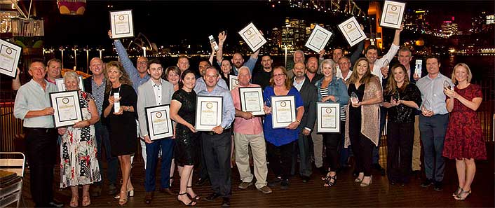 Jubilant award winners celebrate after receiving their gongs in Sydney
