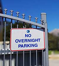 No overnight parking sign