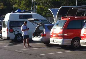 Travellers at a NSW roadside rest area