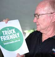Mr Wilson with one of his Truck Friendly stickers